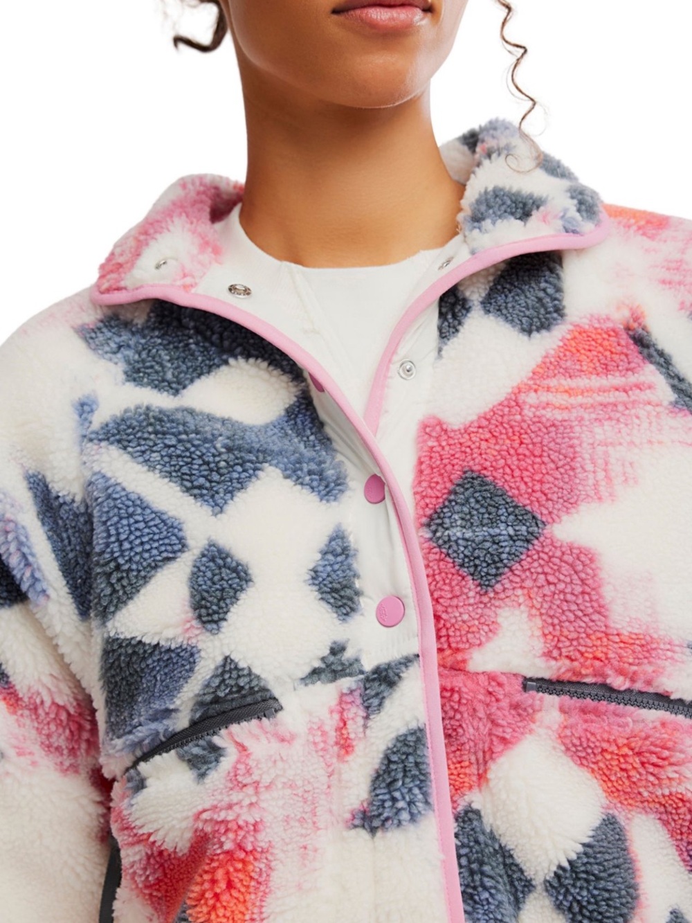NWT Free People Movement Hit The Slopes Printed Fleece Jacket XS Mystic Meadow - Picture 9 of 9